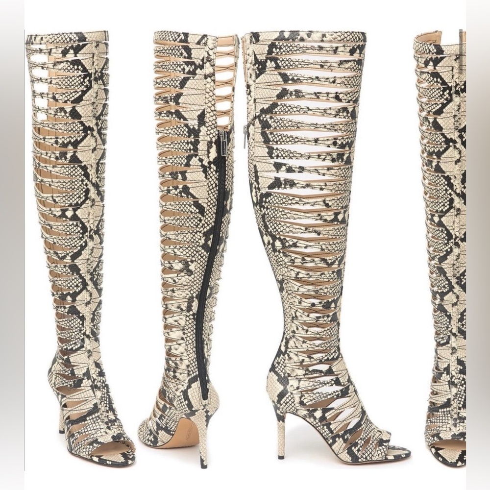 Vince Camuto’s “The Chaendra” Gladiator, Peep Toe, Over the Knee Boots
